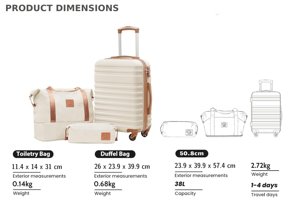 3-piece Hard Shell Carry On Luggage: image 6